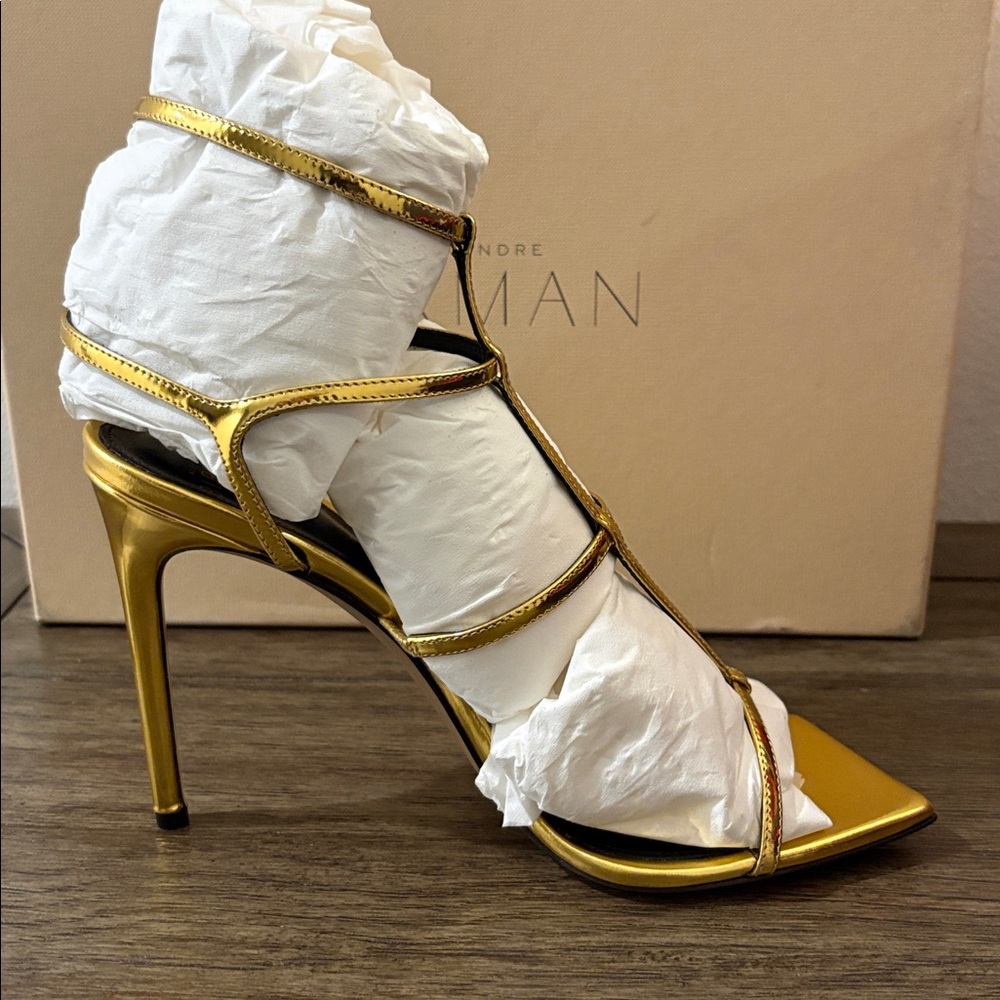 NIB [Alexandre Birman] Amanda 100 Golden Heel Stilettos Women's Multiple Sizes - Picture 8 of 16